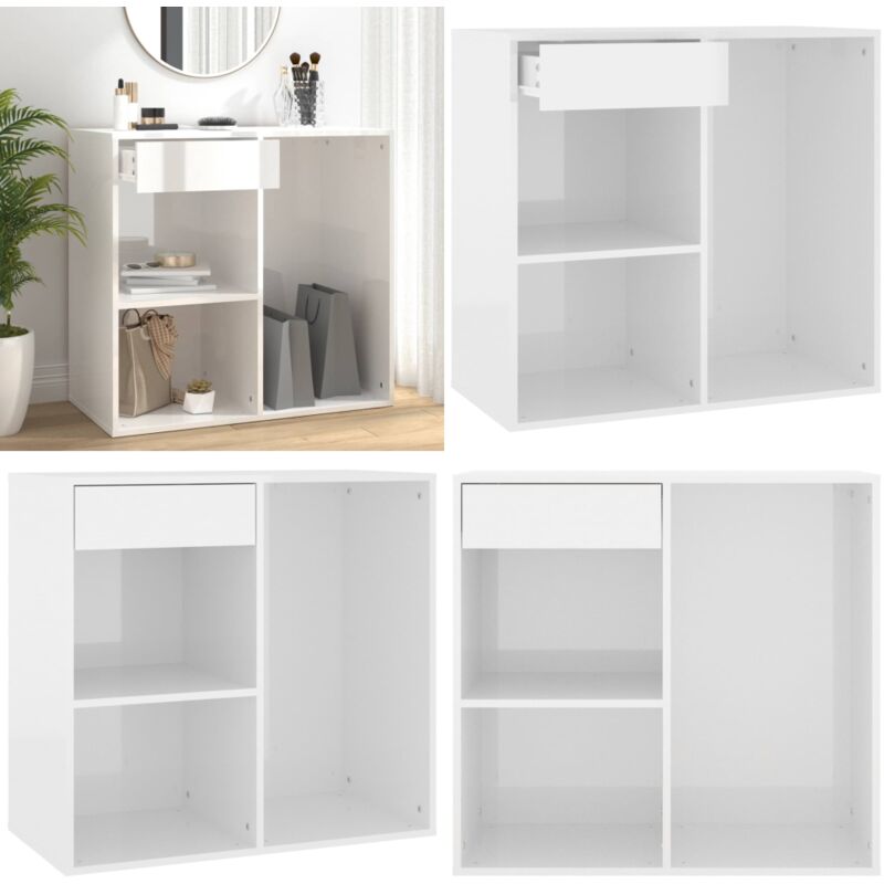Vidaxl - Armoire cosmétique Blanc brillant 80x40x75 cm Bois d'ingénierie - Armoire Cosmetique - Meuble Rangement - Commode Makeup - Organisation