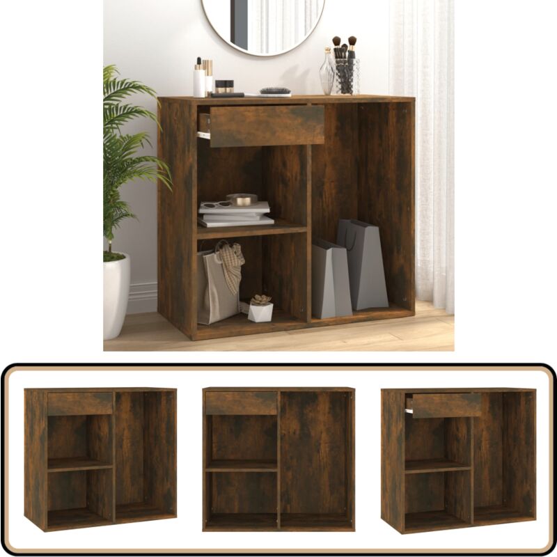 Armoire cosmétique Chêne fumé 80x40x75 cm Bois d'ingénierie - Armoire Cosmetique - Meuble Rangement - Commode Makeup - Organisation Salle Bain