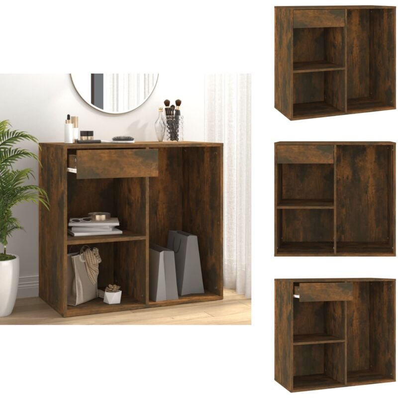 Armoire cosmétique Chêne fumé 80x40x75 cm Bois d'ingénierie - Armoire Cosmetique - Meuble Rangement - Commode Makeup - Organisation Salle Bain