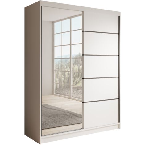 Armoire coulissante 2 portes KARDI 150 – Design moderne et finition élégante-Blanc