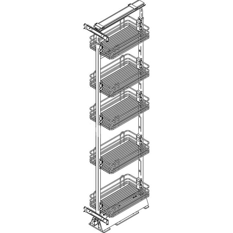 Vibo - Armoire coulissante - 6 corbeilles - Décor corbeille : Chromé - Matériau : Acier - Pour caisson de largeur : 300 mm - Version : Fil rond