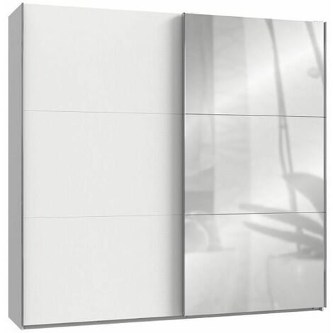Armoire coulissante LISBETH 1 porte blanc 1 miroir 250 x 236 cm hauteur - blanc