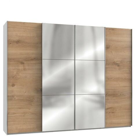 Armoire coulissante LISBETH 2 portes chêne 2 miroirs 300 x 236 cm hauteur - bi color