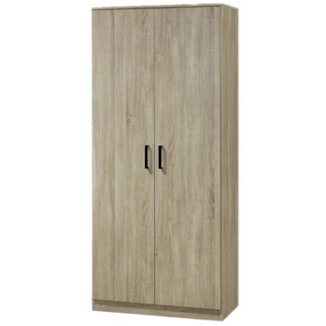 Armoire DALAMAN 2 portes, chêne Sonoma, poignées grises, style contemporain