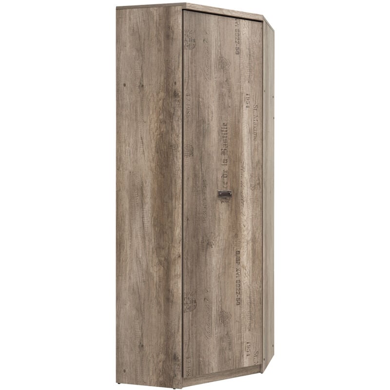 Petits-meubles - Armoire d'angle 1 porte Abel Bois et Gris
