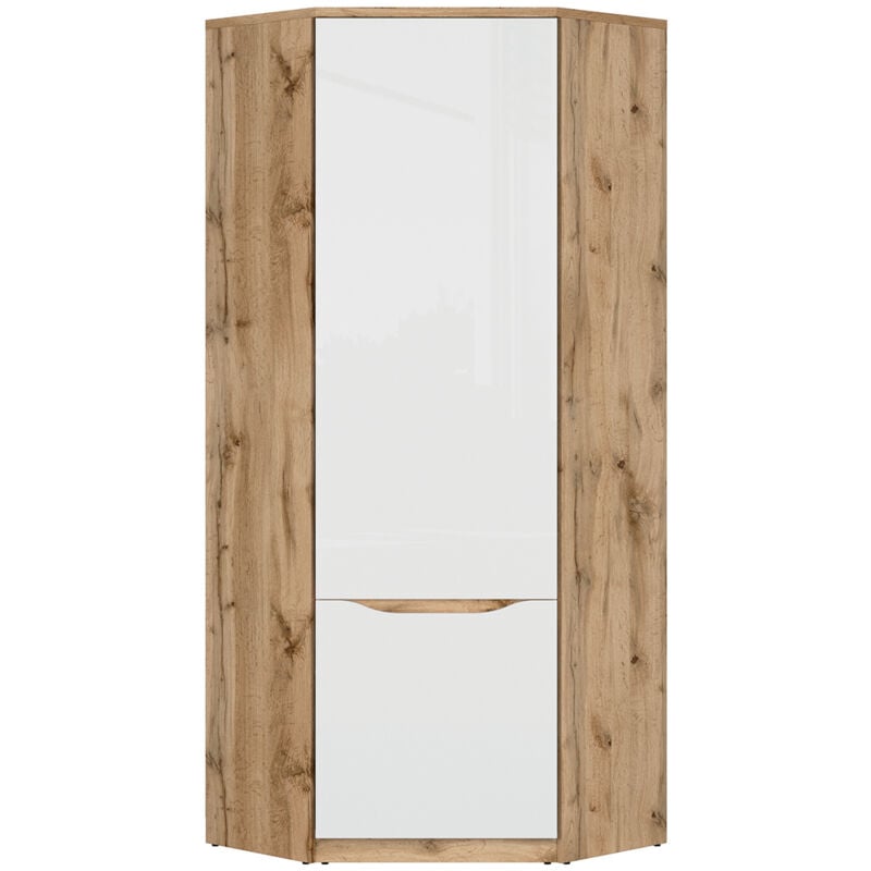 Petits-meubles - Armoire d'angle 1 porte June Blanc et Bois