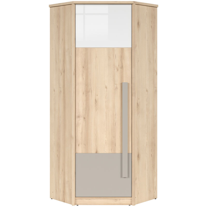 Petits-meubles - Armoire d'angle 1 porte Stella Bois Gris et Blanc