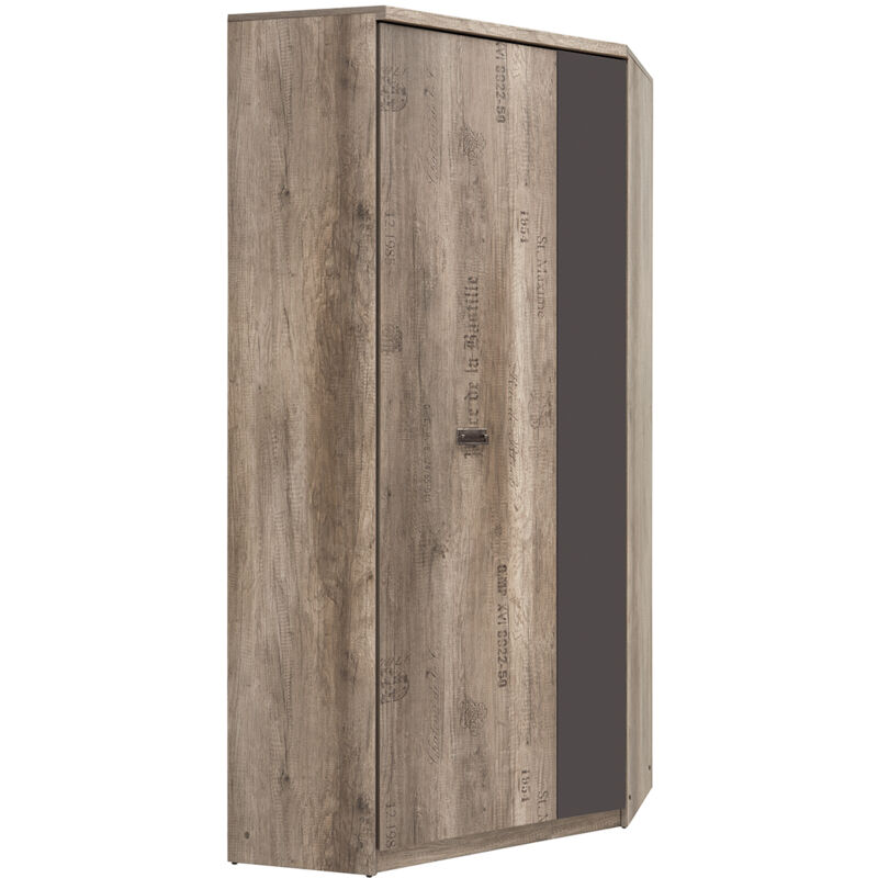 Armoire d'angle 2 portes Abel Bois et Gris