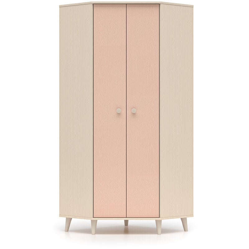 Petits-meubles - Armoire d'angle 2 portes Alycia Beige et Rose