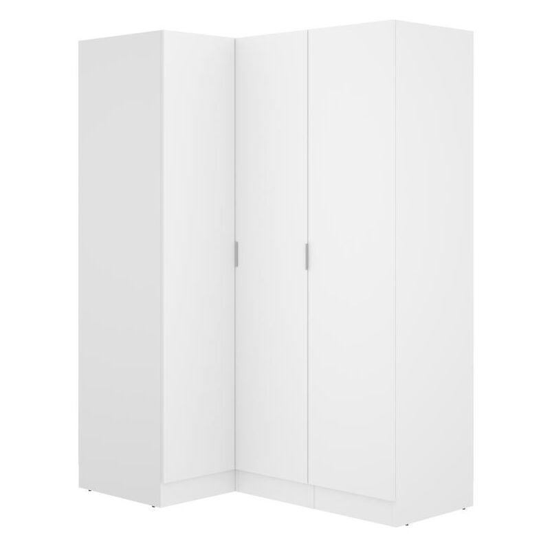 Mirakemueble - Armoire d'angle 3 portes - L132 cm - Blanc - listowel