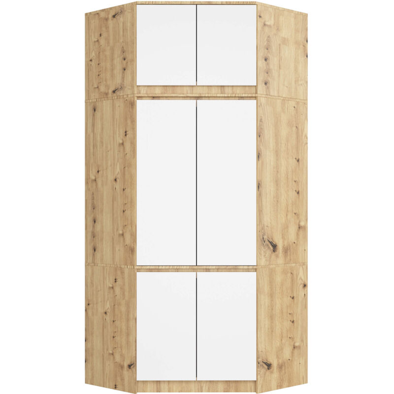 Armoire d'angle avec surmeuble AKORD S100 Chêne Artisan 100 cm 6 portes façade Blanche 100x50x235 cm Armoire d'angle avec surmeuble AKORD S100 Chêne Artisan 100 cm 6 portes façade Blanche 100x50x235 cm