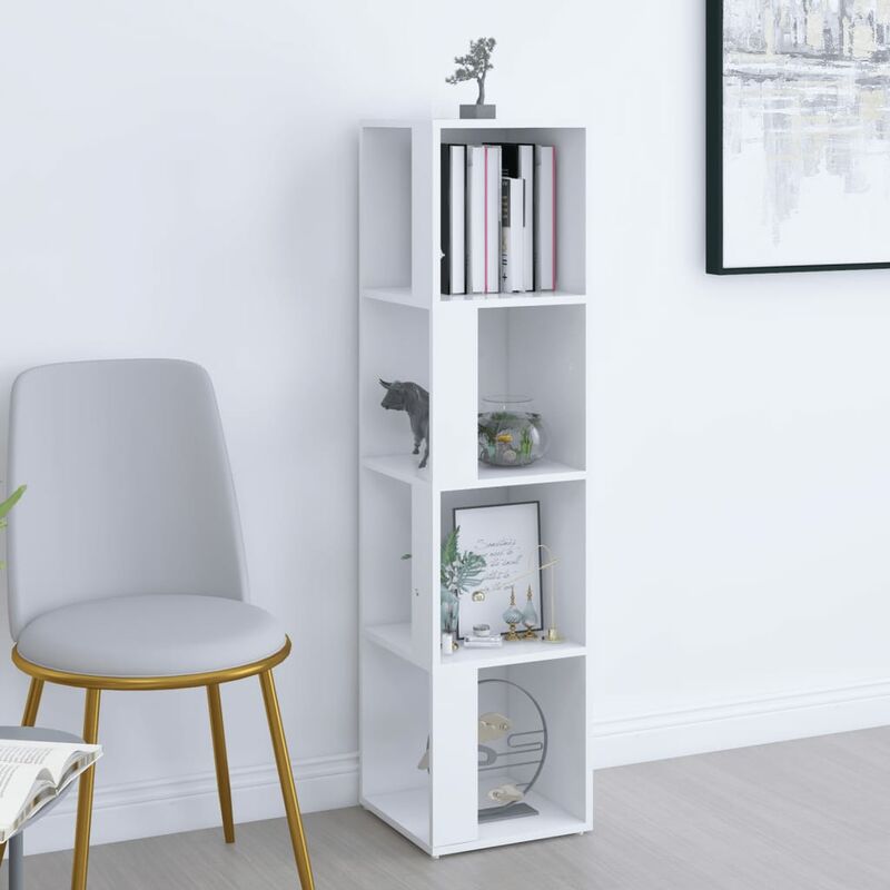 Armoire d'angle Bibliothèque | Armoire de rangement Blanc 33x33x132 cm Aggloméré 85169