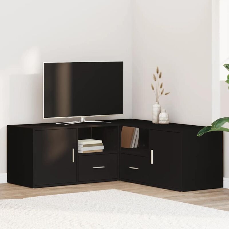 Vidaxl - Armoire d'angle noir 200x40x45 cm bois d'ingénierie