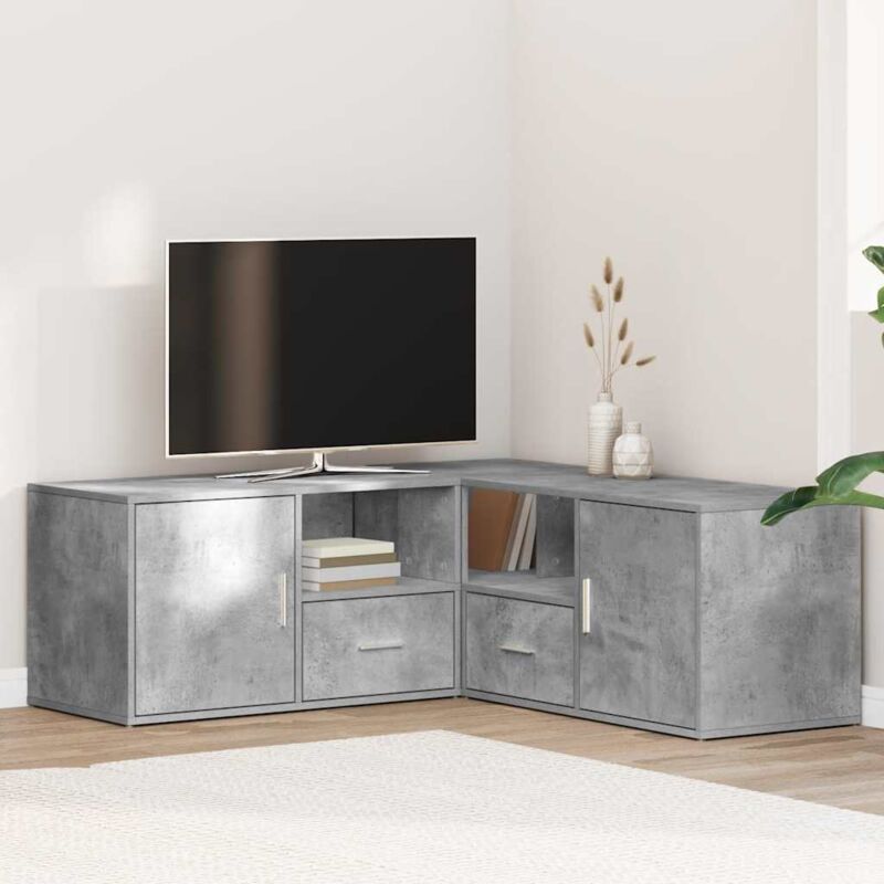 vidaXL Armoire d'angle gris béton 200x40x45 cm bois d’ingénierie