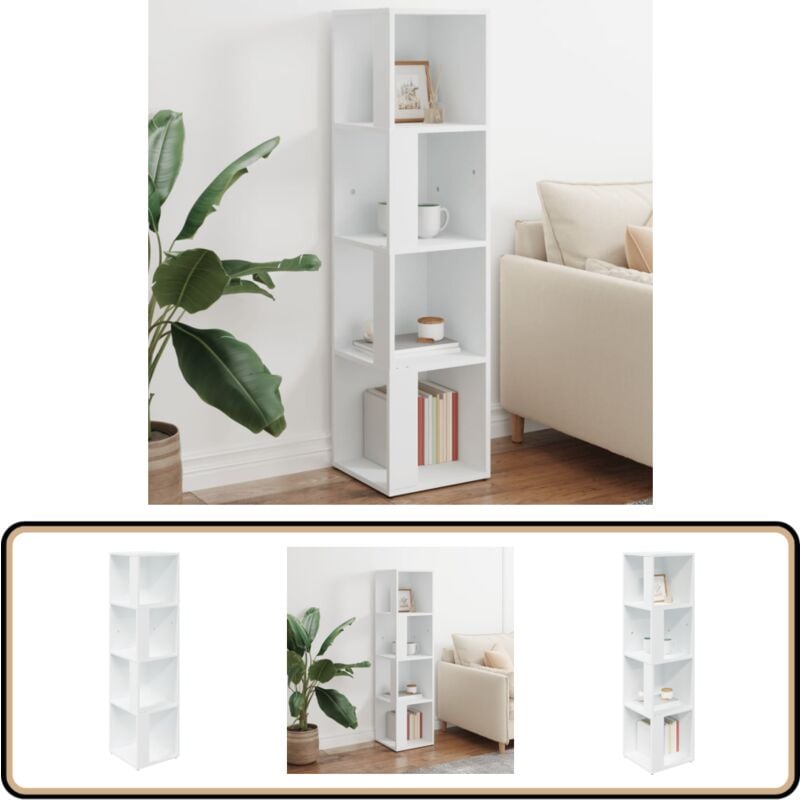Vidaxl - Armoire d'angle Blanc 33x33x132 cm Bois d'ingénierie - Meuble D'angle - Armoire D'angle - Rangement Mural - Meuble Blanc - Étagère D'angle
