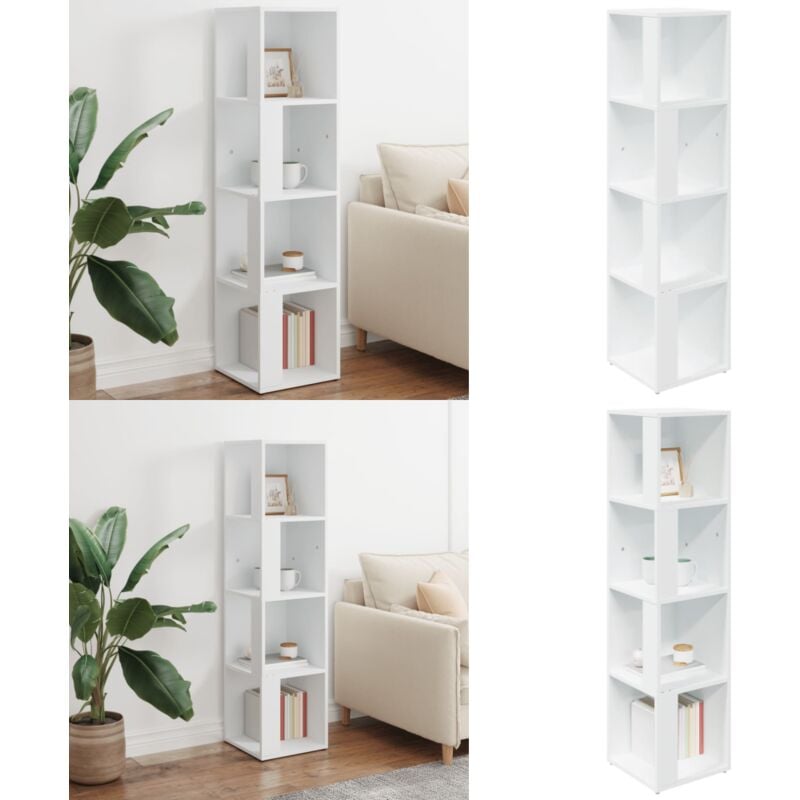 Vidaxl - Armoire d'angle Blanc 33x33x132 cm Bois d'ingénierie - Meuble D'angle - Armoire D'angle - Rangement Mural - Meuble Blanc - Étagère D'angle