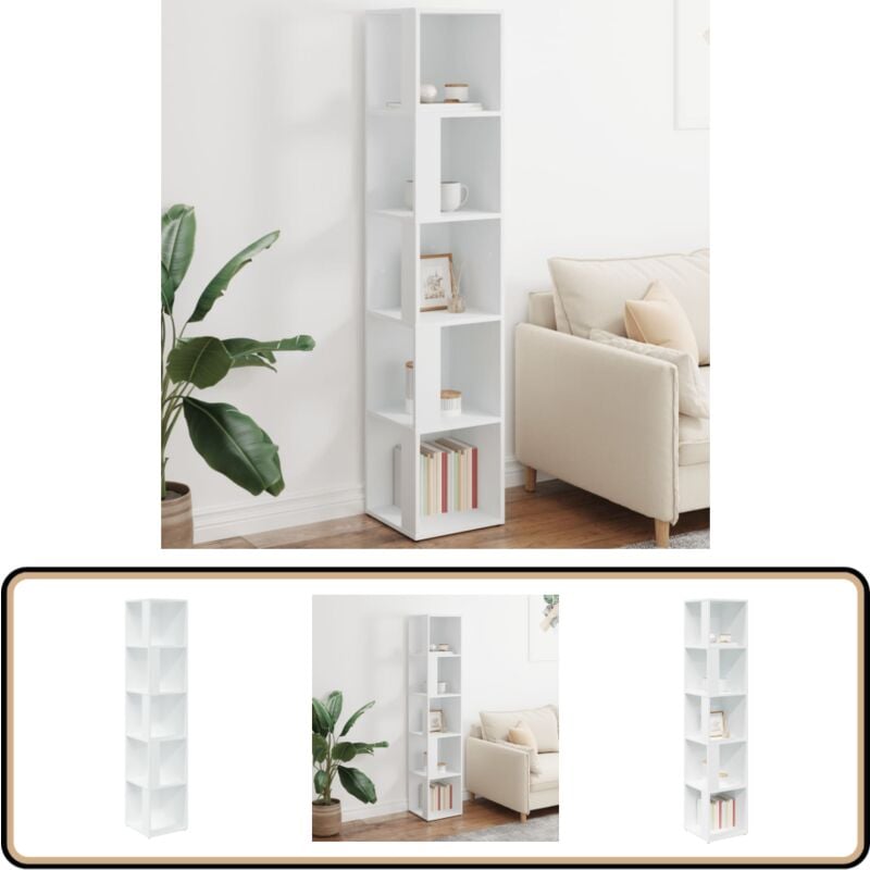 Vidaxl - Armoire d'angle Blanc 33x33x164,5 cm Bois d'ingénierie - Meuble D'angle - Armoire D'angle - Rangement Mural - Étagère D'angle - Meuble Blanc