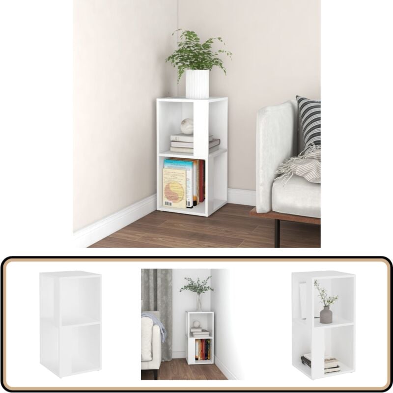 Armoire d'angle Blanc 33x33x67 cm Bois d'ingénierie - Meuble D'angle - Armoire D'angle - Rangement Mural - Bibliothèque Murale - Étagère Murale