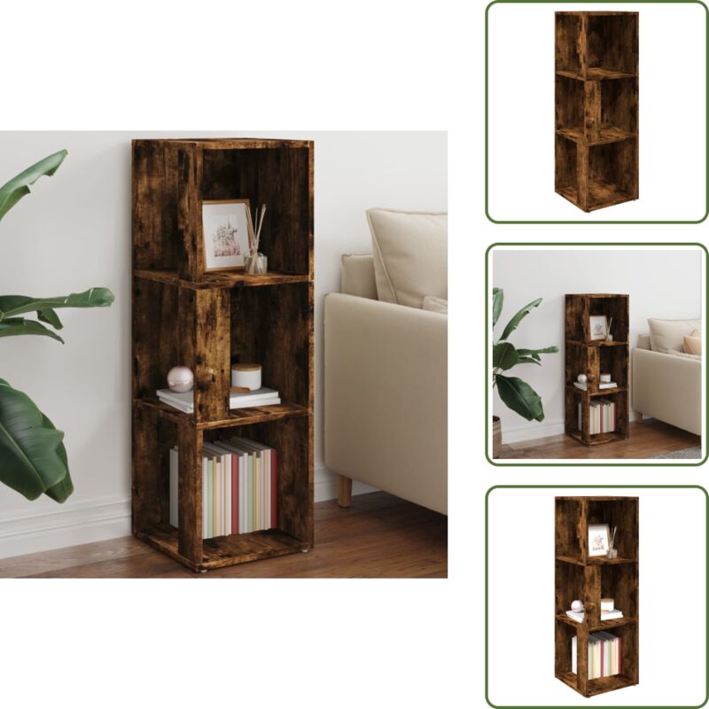 Vidaxl - Armoire d'angle Chêne fumé 33x33x100 cm Bois d'ingénierie - Meuble D'angle - Armoire D'angle - Étagère D'angle - Rangement Mural