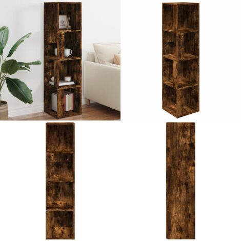 Armoire d'angle Chêne fumé 33x33x132 cm Bois d'ingénierie - Meuble D'angle - Armoire D'angle - Rangement - Étagère - Bibliothèque - Home & Living