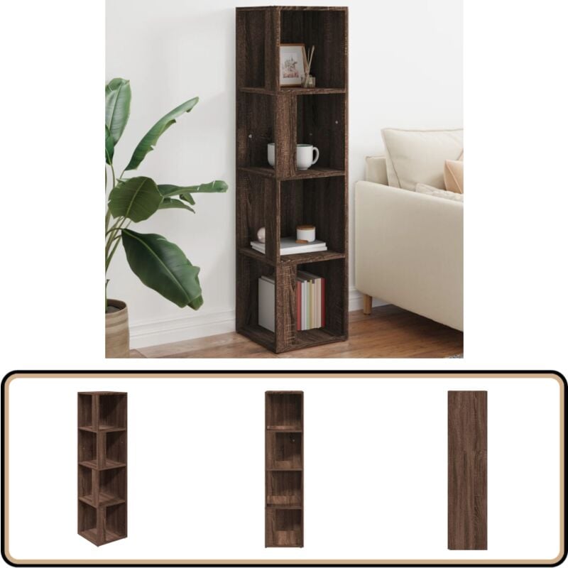 Armoire d'angle Chêne marron 33x33x132 cm Bois d'ingénierie - Meuble D'angle - Armoire D'angle - Étagère D'angle - Rangement - Bibliothèque