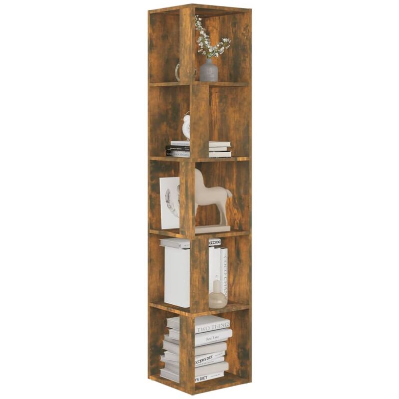 Armoire d'angle Chêne fumé 33x33x164,5 Bois d'ingénierie