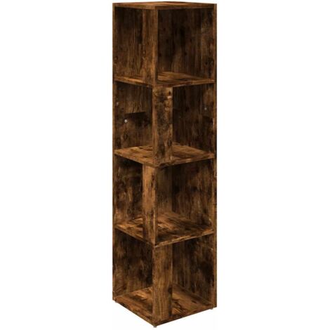 Armoire d'angle Commode Design moderne, Armoire Etagère de rangement, Chêne fumé 33x33x132 cm Bois d'ingénierie OIB3949E