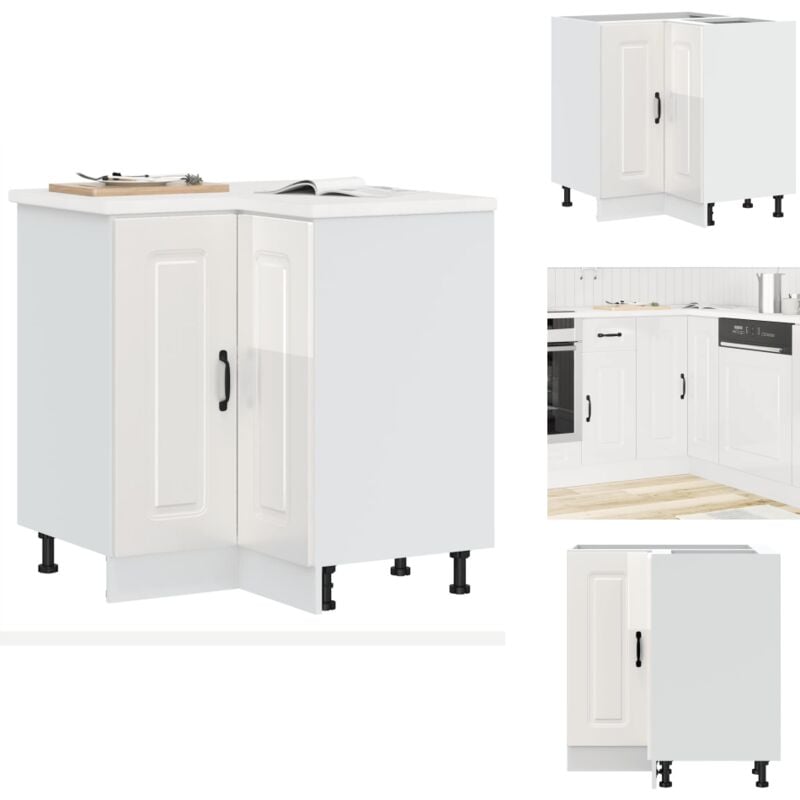 Vidaxl - Armoire d'angle de cuisine Kalmar blanc brillant - Armoire D'angle De Cuisine - Armoires D'angle De Cuisine - Armoire D'angle - Meuble
