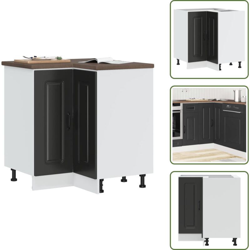 Vidaxl - Armoire d'angle de cuisine Kalmar noir bois d'ingénierie - Armoire D'angle De Cuisine - Armoires D'angle De Cuisine - Armoire D'angle