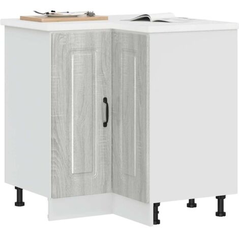 Armoire d'angle de cuisine-Meuble de cuisine-Armoire de rangement Kalmar sonoma gris bois d'ingénierie 292956