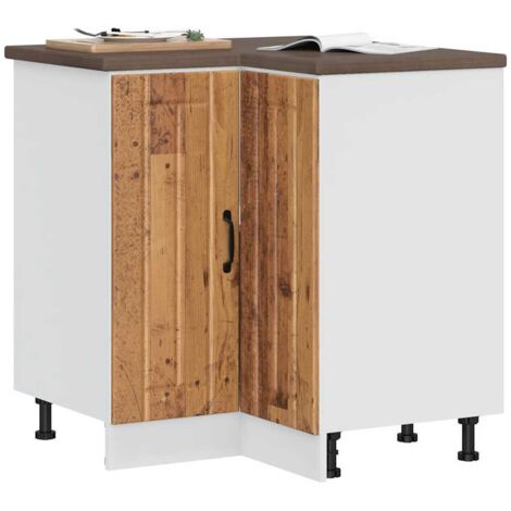 Armoire d'angle de cuisine-Meuble de cuisine-Armoire de rangement Lucca vieux bois bois d'ingénierie 291894