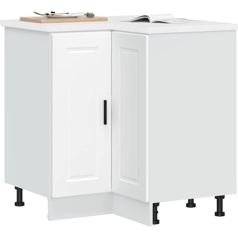 Armoire d'angle de cuisine-Meuble de cuisine-Armoire de rangement Porto blanc bois d'ingénierie 986905