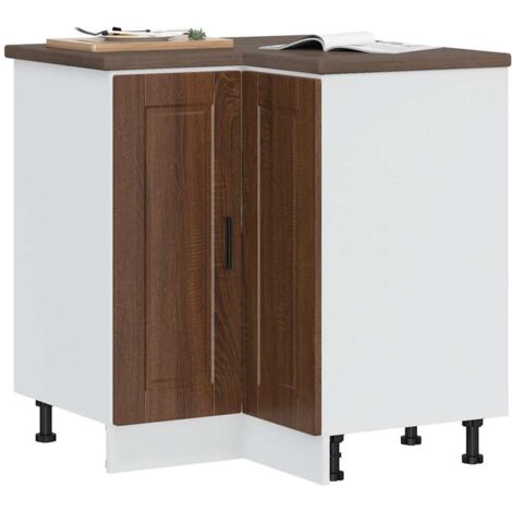Armoire d'angle de cuisine-Meuble de cuisine-Armoire de rangement Porto chêne marron bois d'ingénierie 449323