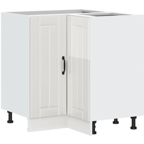 Armoire d'angle de cuisine  Meuble de cuisine Lucca blanc brillant bois ingénierie