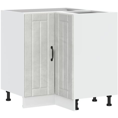 Armoire d'angle de cuisine  Meuble de cuisine Lucca gris béton bois d'ingénierie