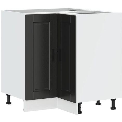 Armoire d'angle de cuisine  Meuble de cuisine Porto noir bois d'ingénierie