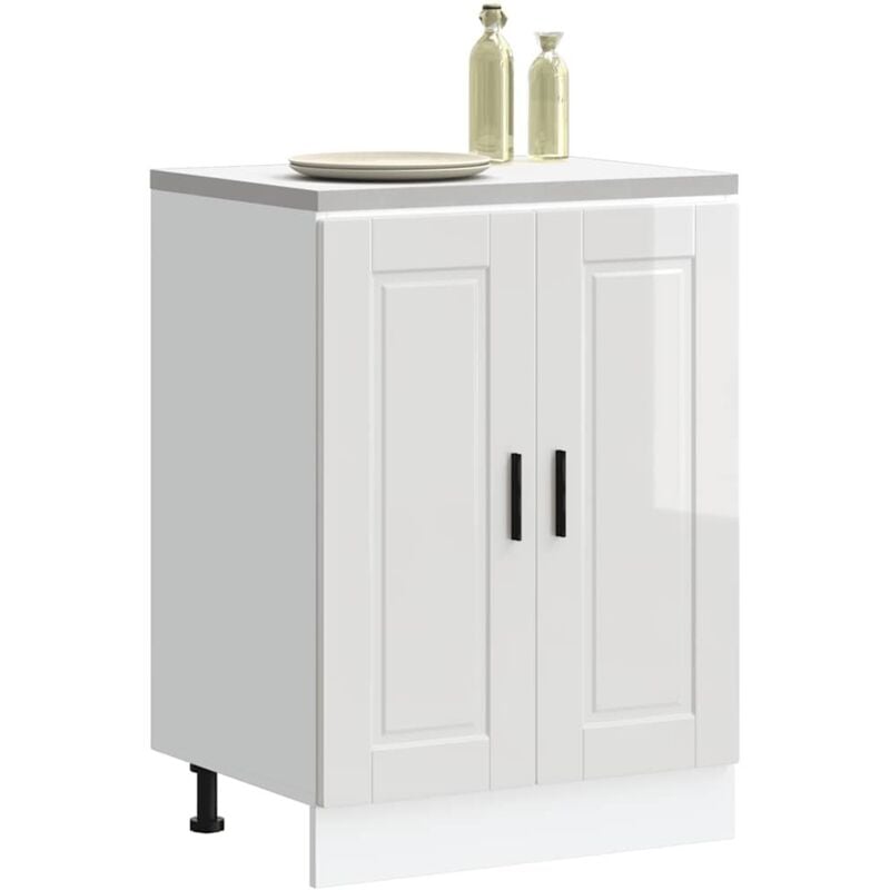 Armoire de cuisine Porto blanc brillant bois ingénierie - Vidaxl