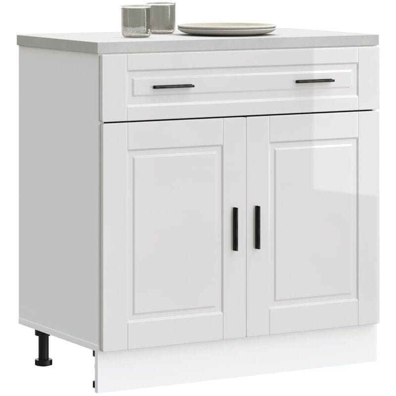 Armoire de cuisine Porto blanc brillant bois ingénierie - Vidaxl