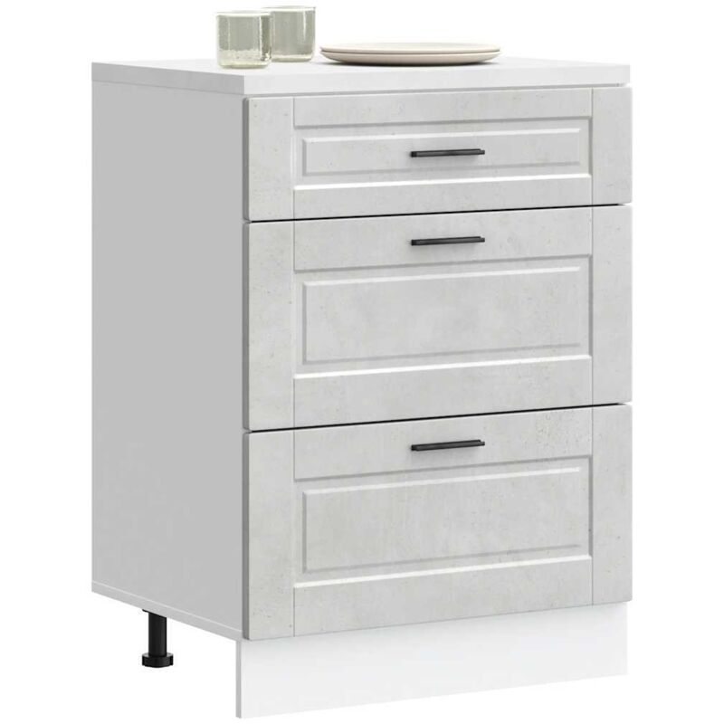 Armoire de cuisine Porto gris béton bois d'ingénierie - Vidaxl