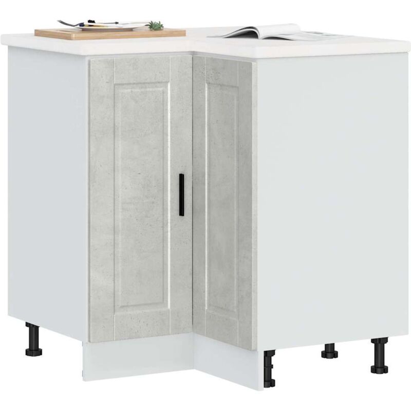 Armoire d'angle de cuisine Porto gris béton bois d'ingénierie - Vidaxl