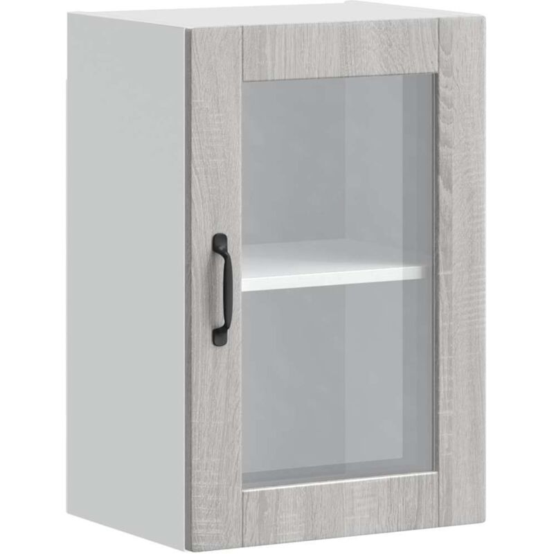 Armoire murale de cuisine avec porte en verre Porto sonoma gris Vidaxl