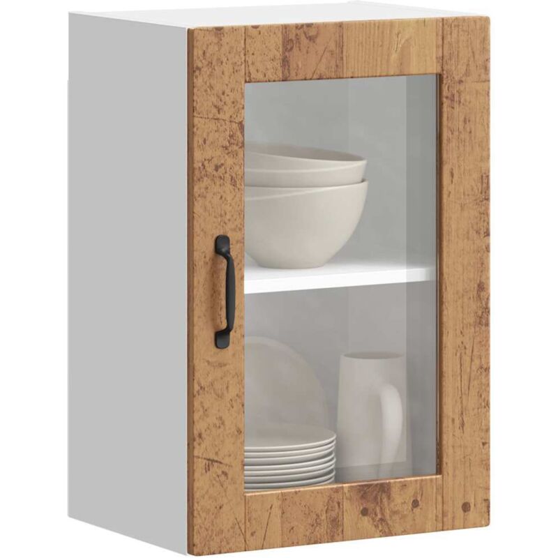 Armoire murale de cuisine avec porte en verre Porto vieux bois Vidaxl