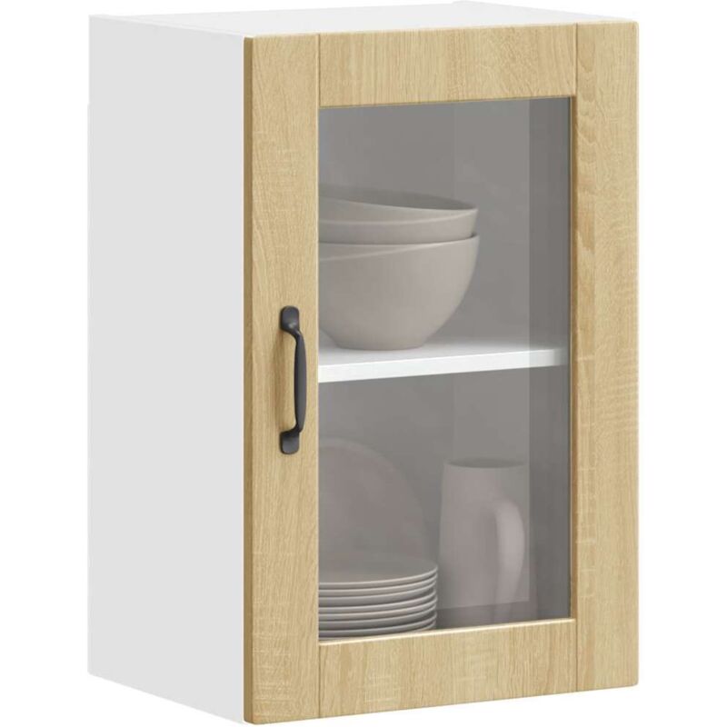 Armoire murale de cuisine et porte en verre Porto chêne sonoma Vidaxl