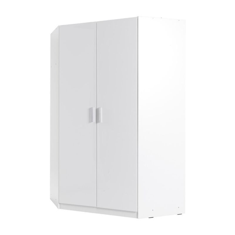Meublorama - Armoire d'angle 2 portes flex – Blanc brillant – Design moderne gain de place