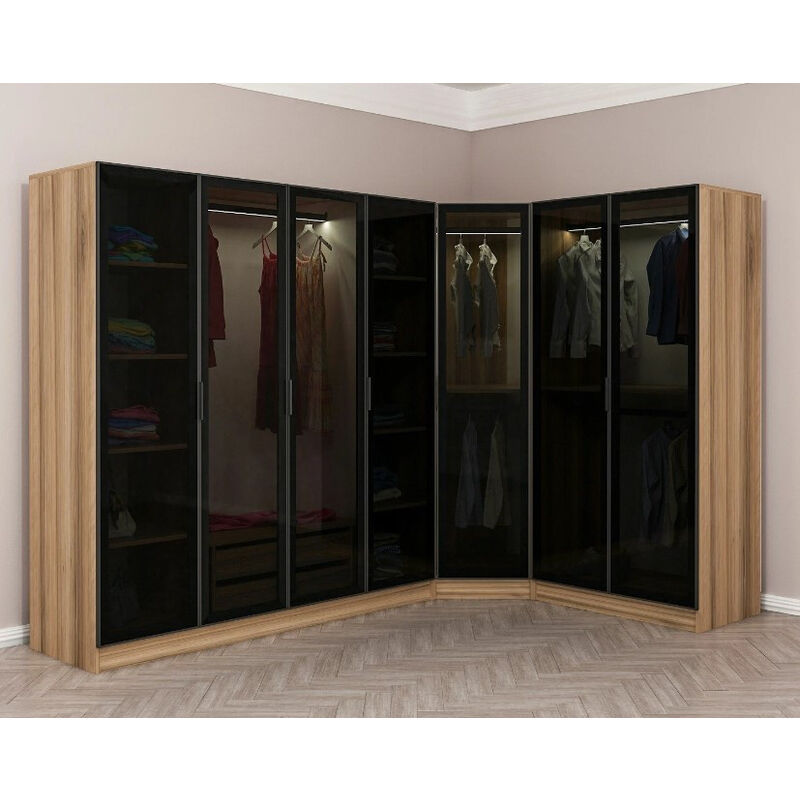 Azura Home Design - Armoire d'angle dressing chene en l 440x210x52