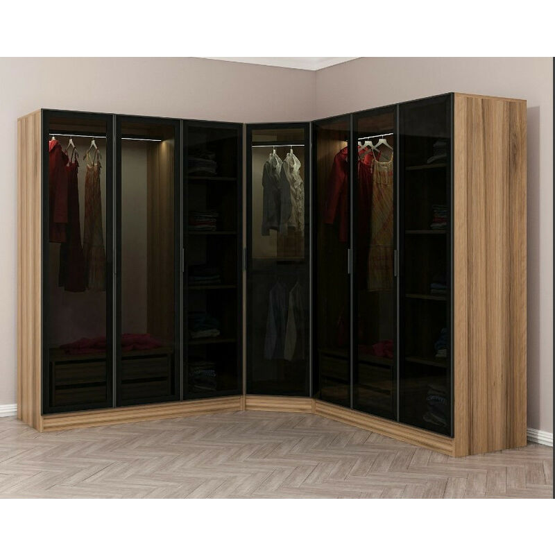 Armoire d'angle dressing chene en v 440x210x52