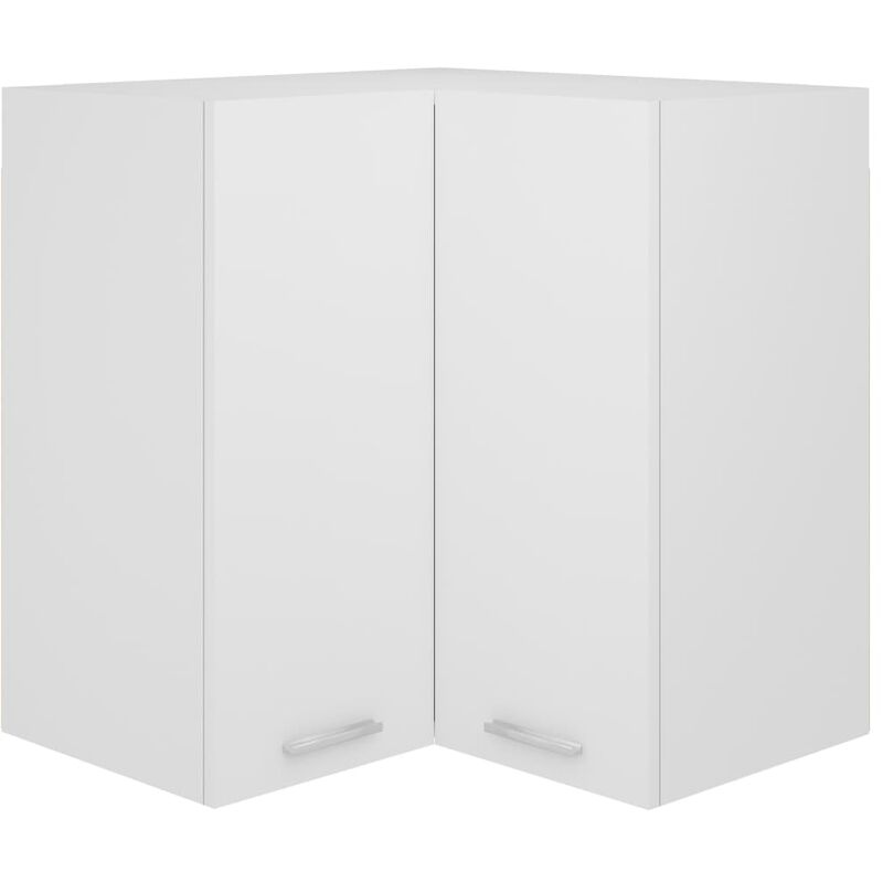 armoire d'angle elément haut de cuisine suspendue - meuble de cuisine haut blanc 57x57x60 cm aggloméré chic-245060