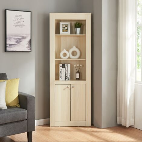 [EN.CASA] Armoire d'angle Eura avec 2 portes et 5 étagères panneau de particules 170 x 62 x 30 cm effet chêne