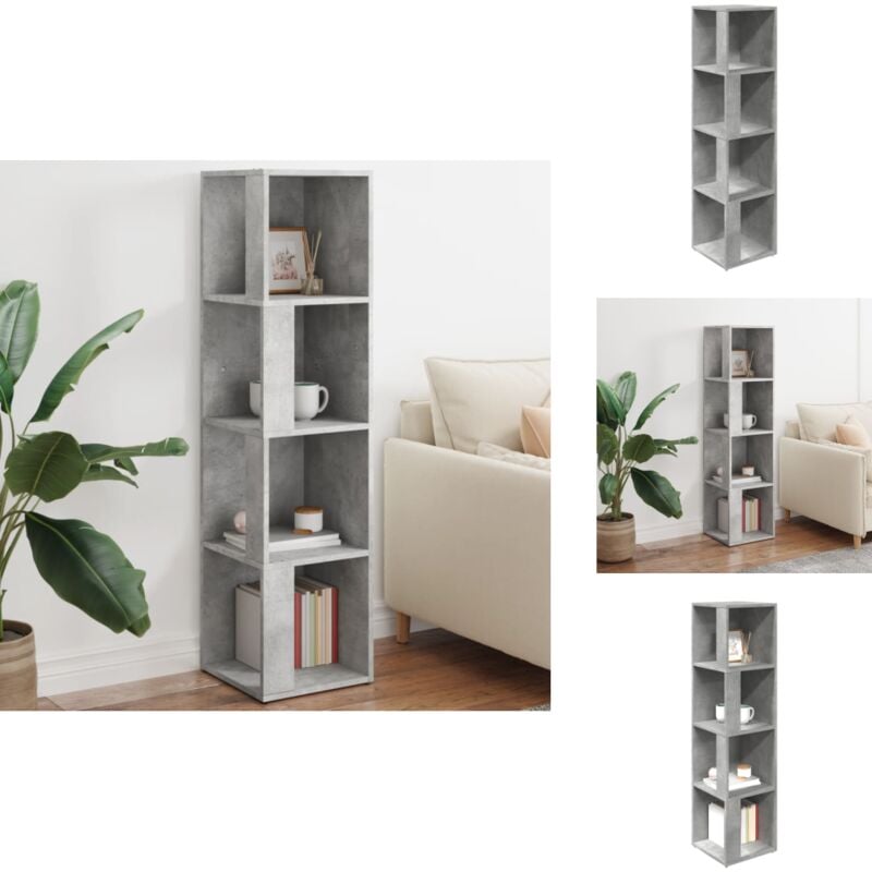 Vidaxl - Armoire d'angle Gris béton 33x33x132 cm Bois d'ingénierie - Meuble D'angle - Armoire D'angle - Rangement Mural - Étagère D'angle - Meuble