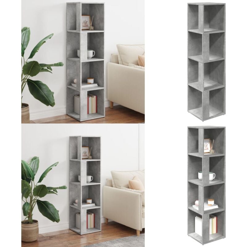 Armoire d'angle Gris béton 33x33x132 cm Bois d’ingénierie - Meuble D'angle - Armoire D'angle - Rangement Mural - Étagère D'angle - Meuble Gris - Home